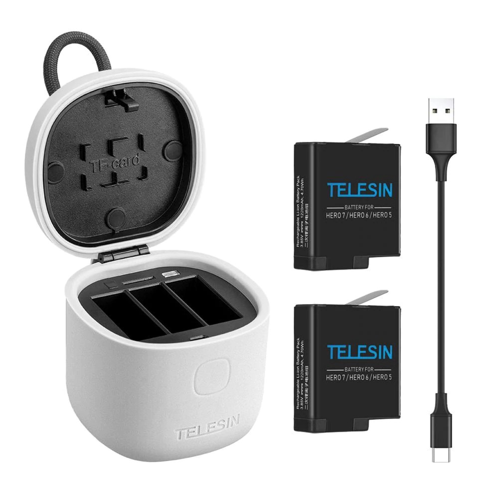 Telesin Battery Charger Storage Box With 2pcs Batteries For Gopro