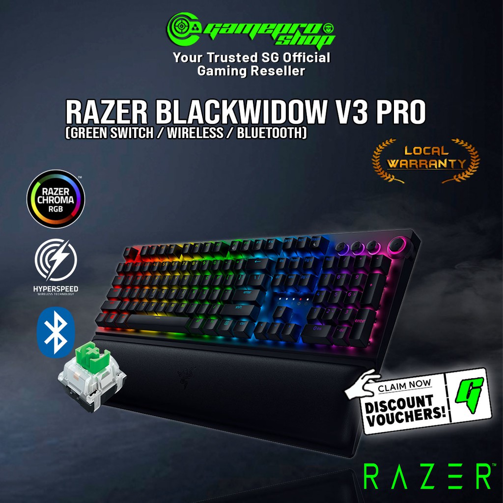 Razer Blackwidow V3 Pro Wireless Mechanical Gaming Keyboard Green Switch Rz03 03530100 R3m1 2y Shopee Singapore