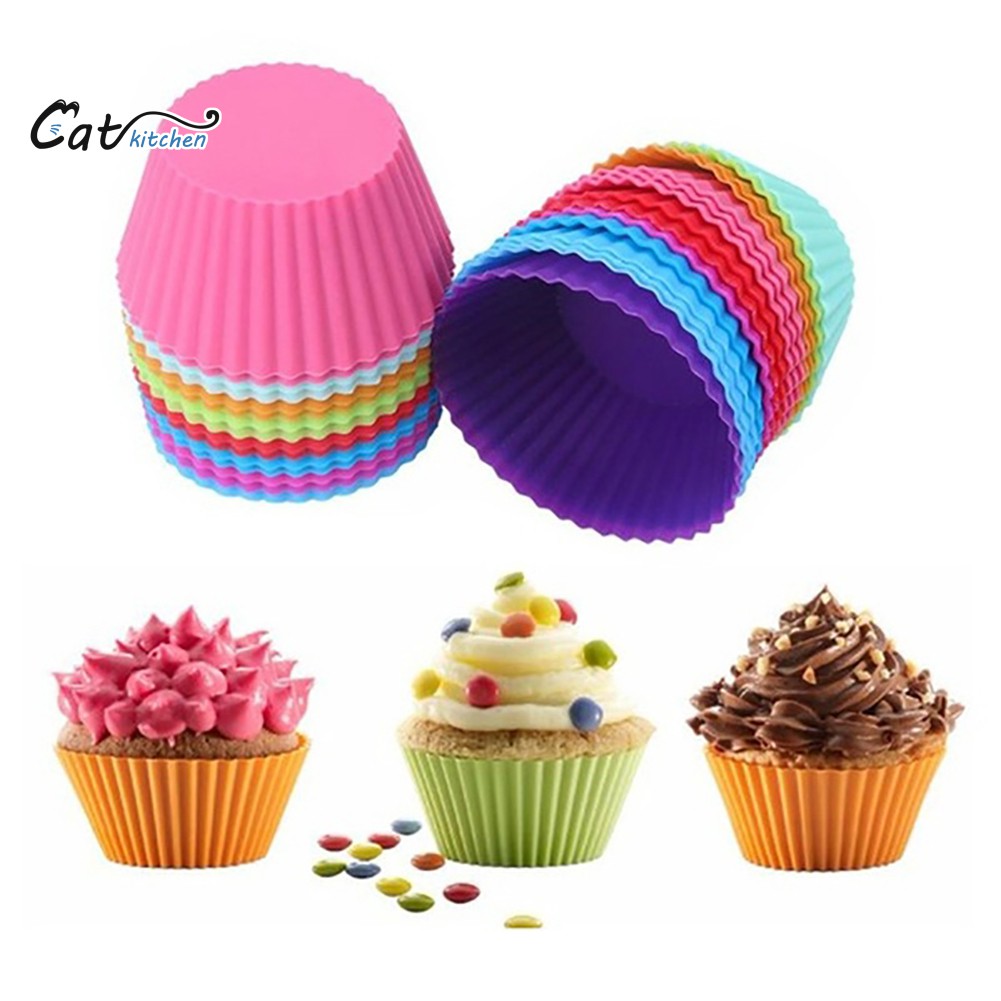  Cat  kitchen 6Pcs Round Food  Grade  Silicone Muffin Cupcake 