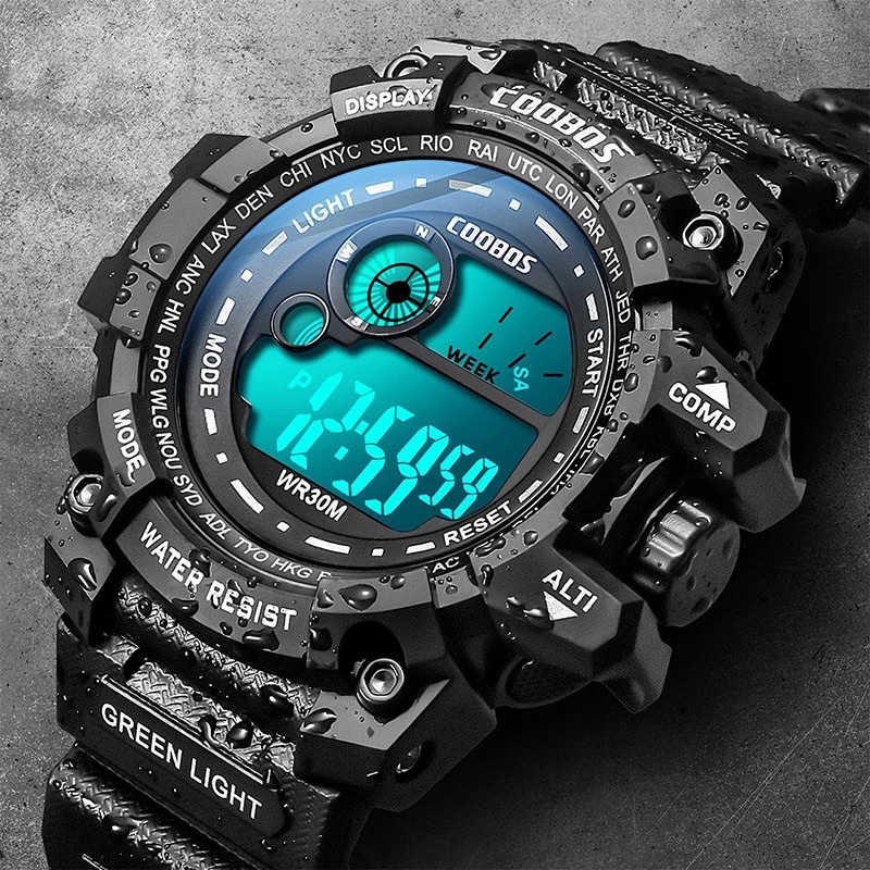 COOBOS Luxury LED Luminous Men's Military Sport Waterproof Watch Relo Outdoor watch