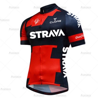 STRAVA - Cycling Jersey Men Summer Breathable Male Short Sleeves Bicycle Clothes Cycling Shirt Mountain Bike Jersey