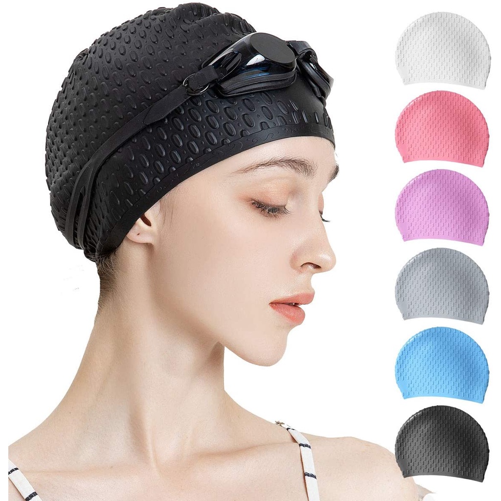 Long Hair Silicone Swim Cap,Comfortable Bathing Cap Long Hair Man Children  Swimming Cap for Women | Shopee Singapore