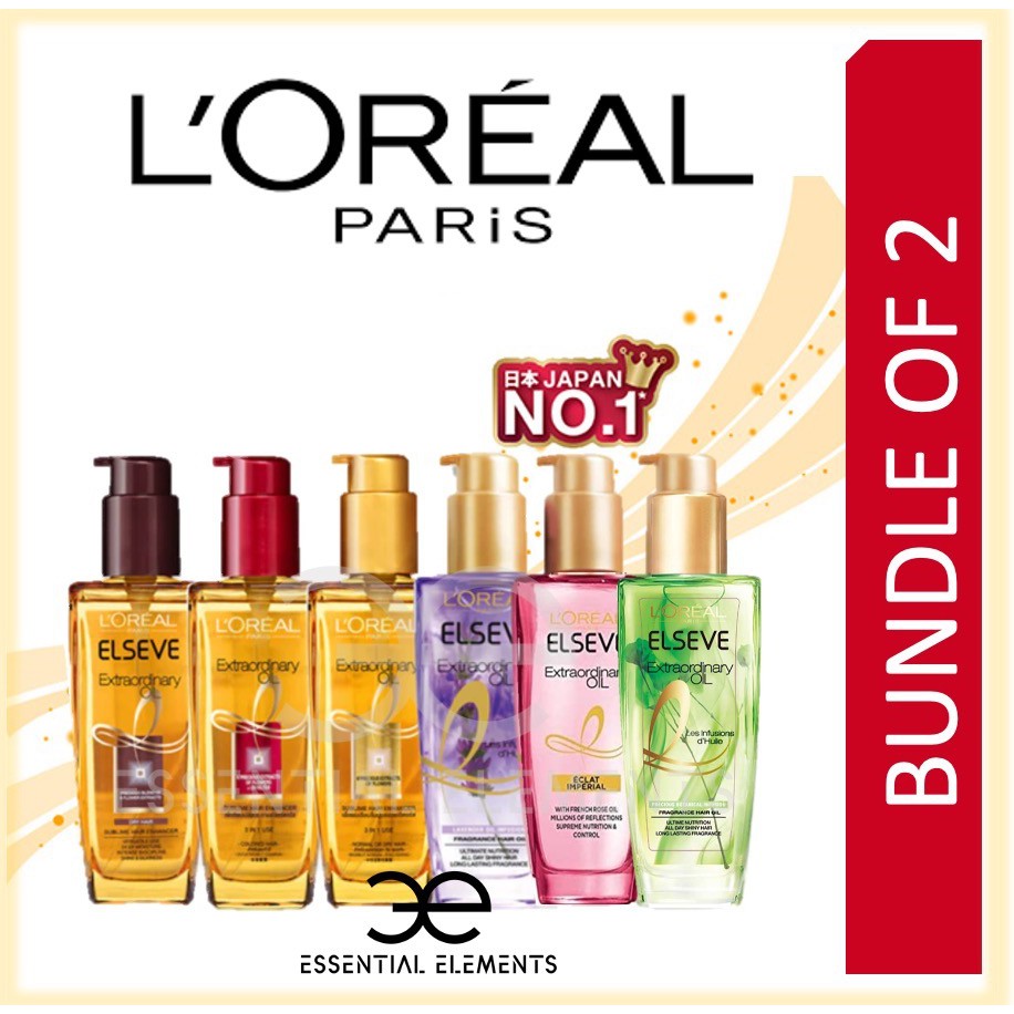 L'Oreal [BUNDLE OF 2] Paris Elseve Extraordinary Loreal Hair Serum Oil