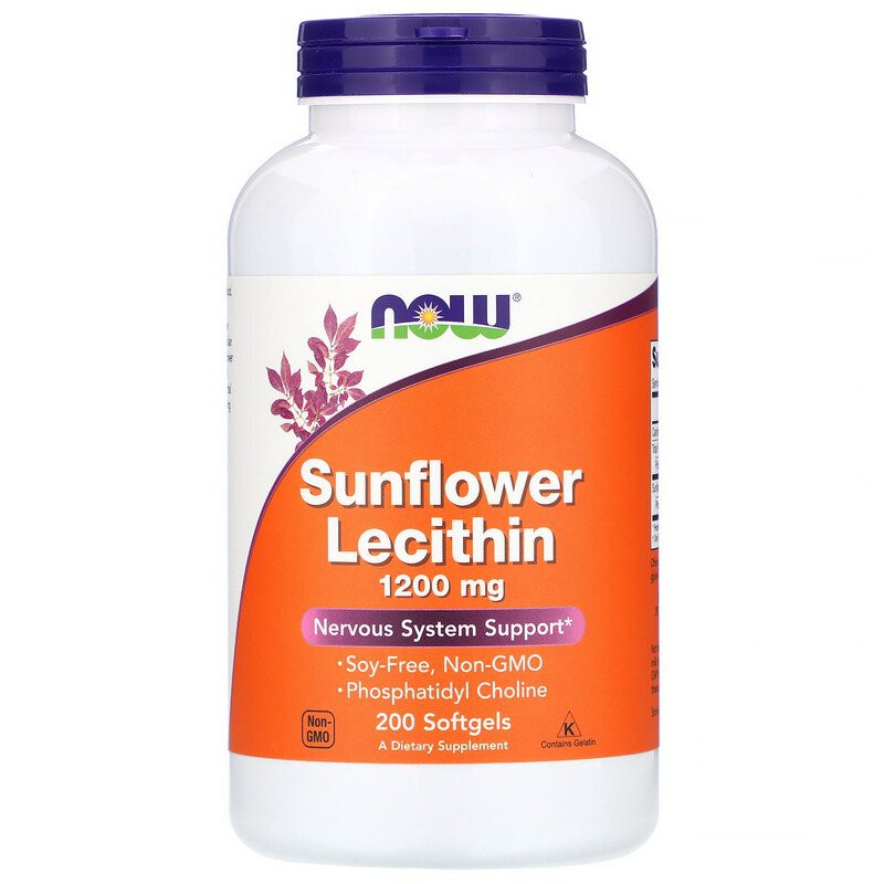 NOW Foods Sunflower Lecithin 1200 mg, Nervous System ...