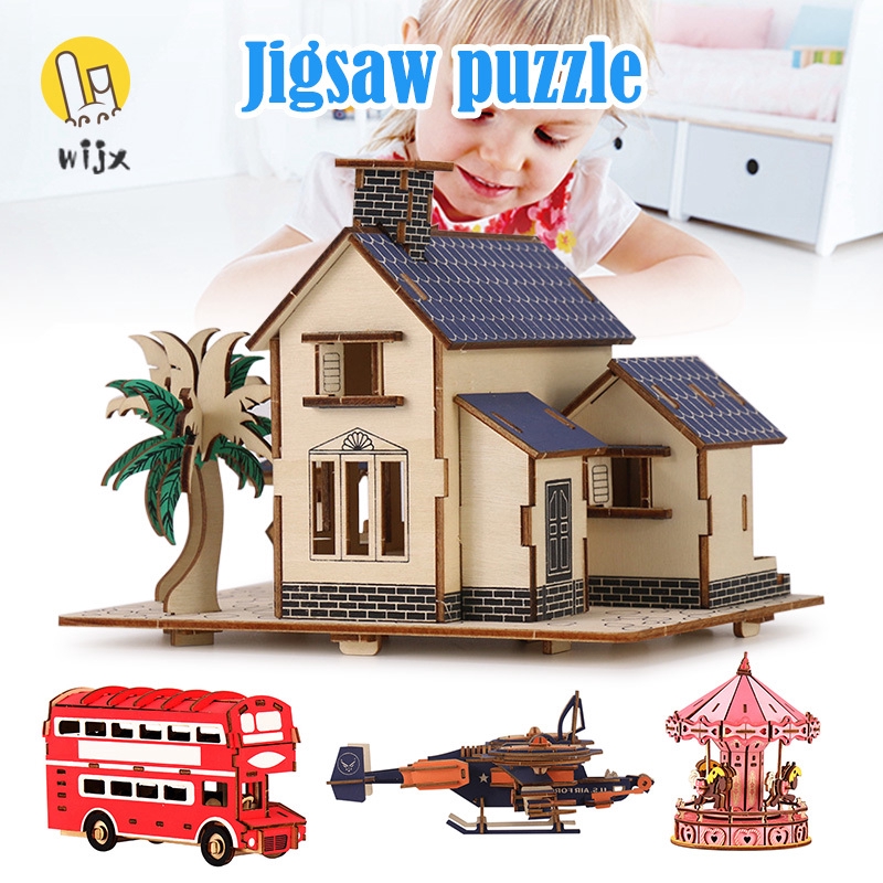 Wijxsummer Korean Children Kids 3d Puzzle Toy Model Diy Wooden Educational Gift Decoration For Home My Shopee Singapore