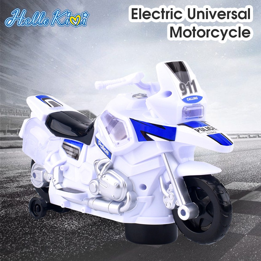 HelloKimi Motorcycle Toy Cartoon Electric Universal Wheel with Sound and  LED ABS City Model Police Motorcycle Toy for Kids | Shopee Singapore