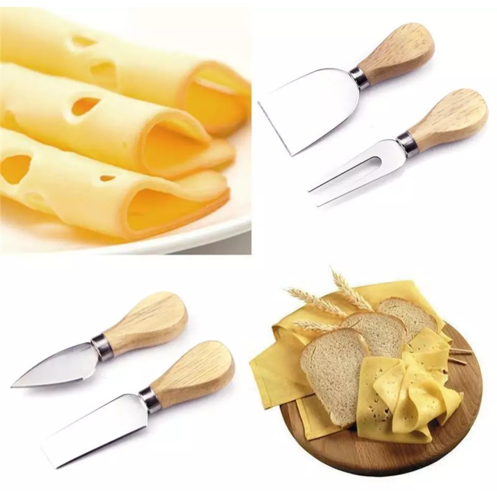 4Pcs Stainless Steel Wood Handles Cheese Cutter Set Cheese Knives