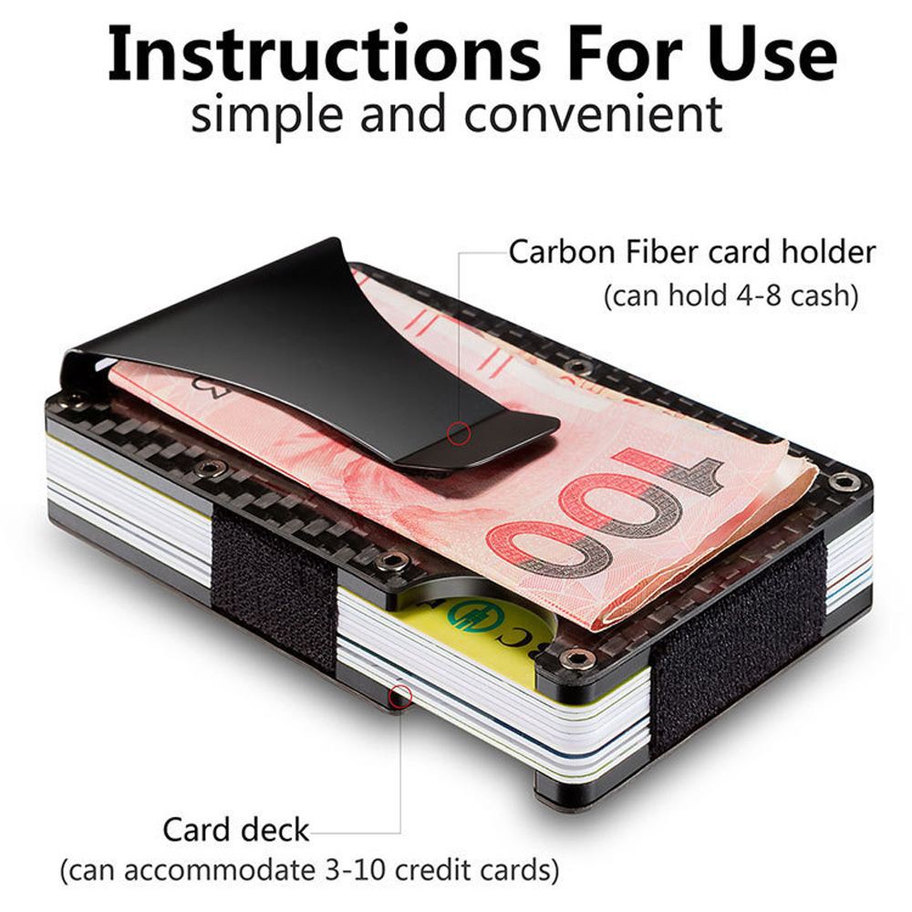4-3/8 x 2-3/4 iPick Image Nissan Maxima Black Carbon Fiber Leather Wallet RFID Block Card Case Money Holder