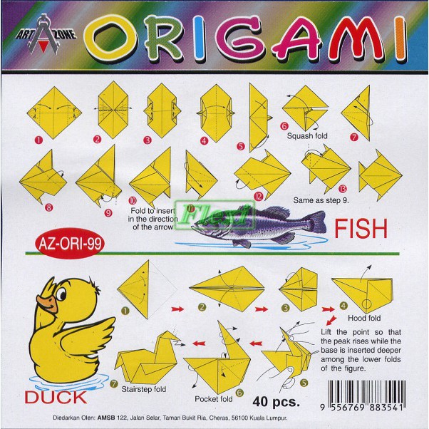 Jumbo Pack 9x9cm Glossy Origami Paper with Free Instructions! (10pks x