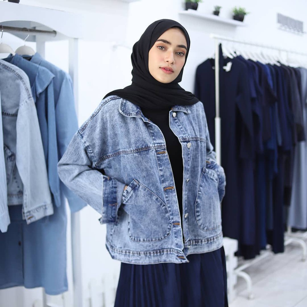 jaket denim wanita oversize