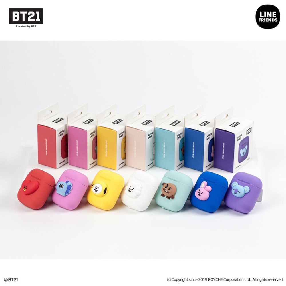 Bts Bt21 Official Authentic Goods Silicone Charging Case For Apple Airpods Shopee Singapore