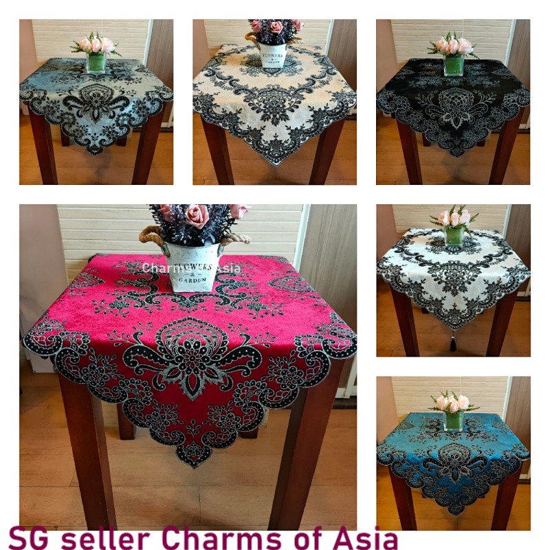 Sg Seller Ready Stock Square Table Cloth Furniture Cover Placemat Malay Arabic Style Beigegreymaroonblackblue Shopee Singapore