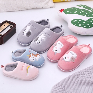 Winter Unicorn Slippers Kids Toddler Girl Flip Flop Baby Boys Fur Slides Cotton Indoor Shoes Warm Fluffy House Children Slipper