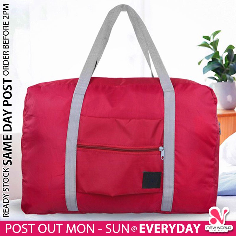 《 WATERPROOF 》 Light Weight Large Capacity Foldable Zipper Pocket Bag Travel Hand Carry Luggage Beg Sandang 折叠旅行包