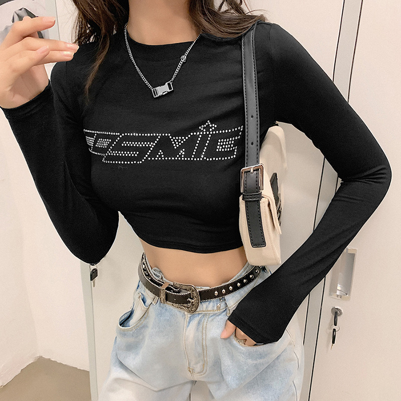 long sleeve crop top graphic tee