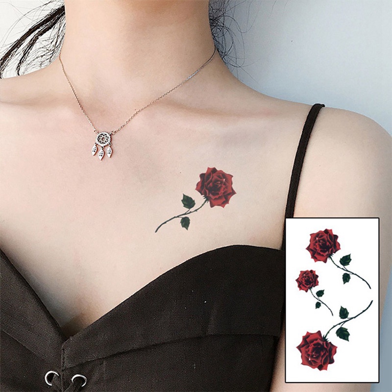 Fashion Rose Blossom Flower Brand New Fashion Waterproof Temporary Tattoo Sticker Tatoo Tatto Men Women Flash Fake Shopee Singapore