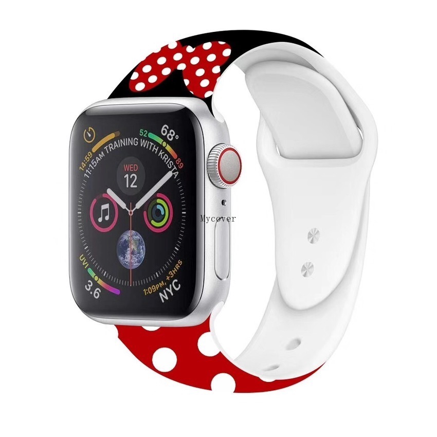 Ready Cartoon Mickey Stitch Silicone Sport Strap For Apple Watch Series 6 Se 5 4 3 2 1 Bands Wrist Iwatch 38mm 42mm 40mm 44mm Soft Shopee Singapore