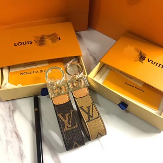 Lv Big Old Flower Leather Keychain Lanyard Classic Printed Leather Coin Pack | Shopee Singapore