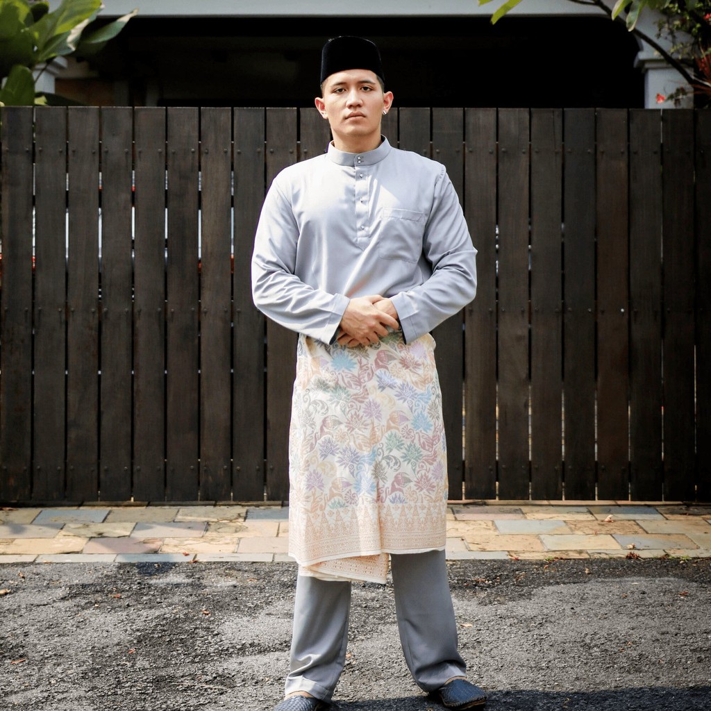 Admiral X Sepahtu Shuib Rahim Baju Melayu Moden Cekak Musang Grey Kelabu Shopee Singapore