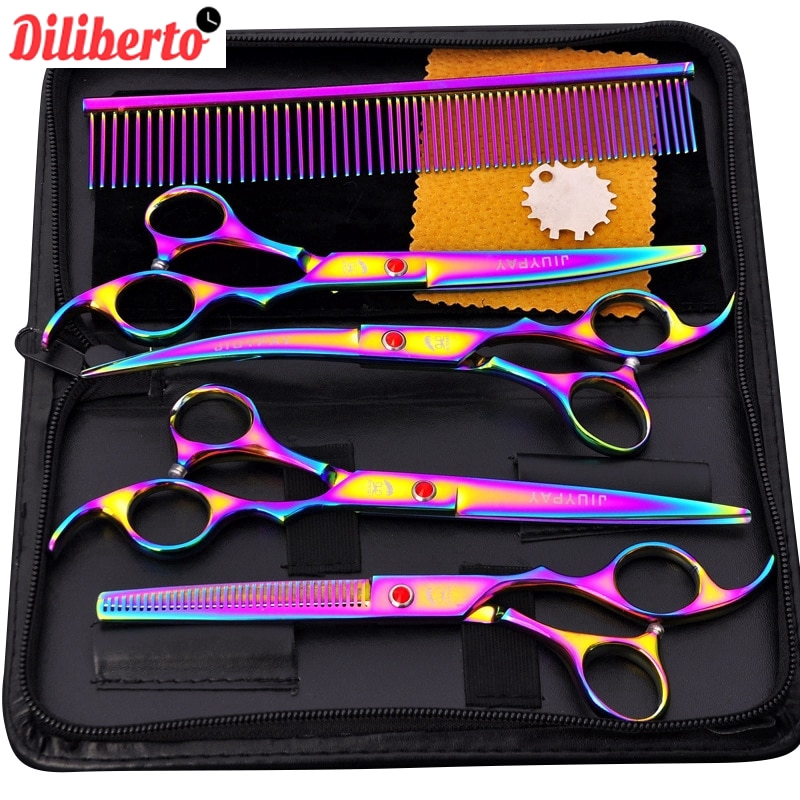 Diliberto 5Pcs Stainless Steel Pet Dogs Grooming Scissors Cat Hair