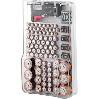 The Battery Organizer Storage Case with Hinged Clear Cover, Includes a Removable Battery Tester