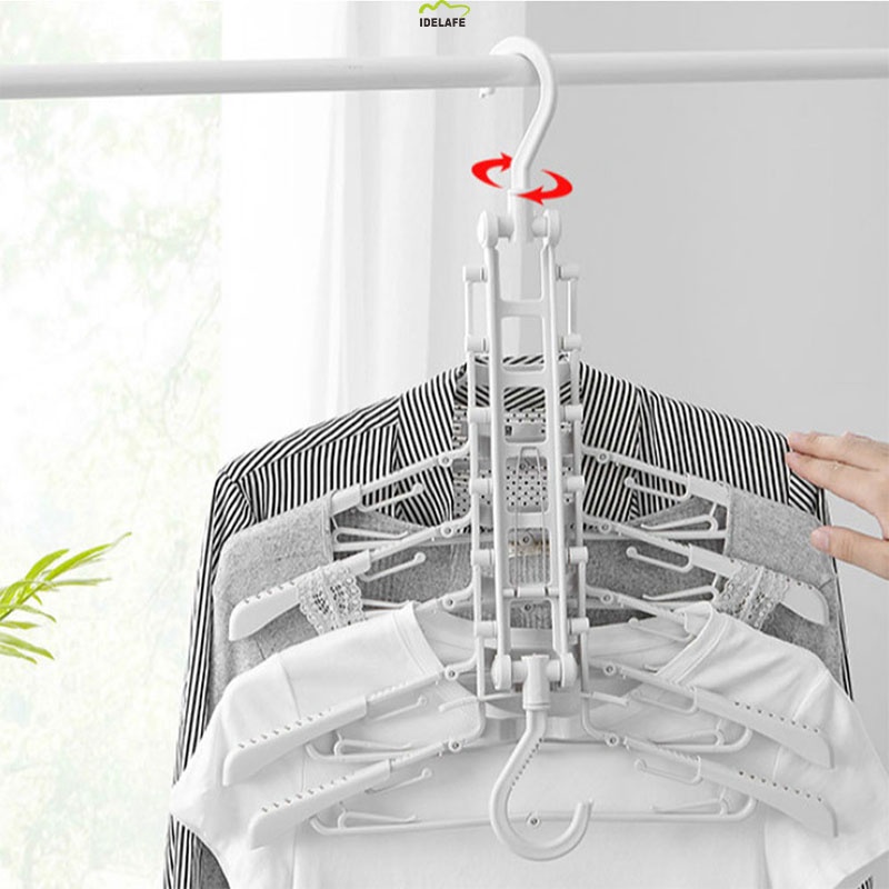 Idelafe 2PCS Magic Clothes Hanger Foldable NonSlip Organizing Multi