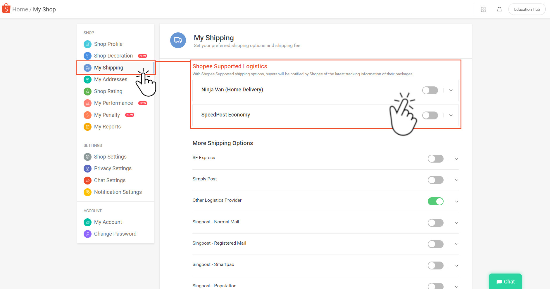 How Do I Enable Shopee Supported Logistics Shopee Sg Seller Education Hub