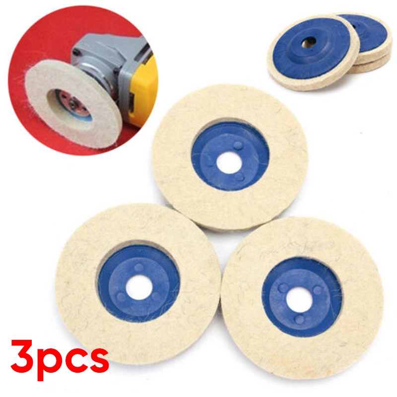 3/10X 100mm 4 Inch Round Wool Buffing Pad Polishing Wheel Felt Buffer Disc Kit 