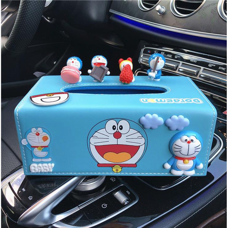 Cartoon cute Doraemon creative car car car tissue box multi-function car  tray PU | Shopee Singapore