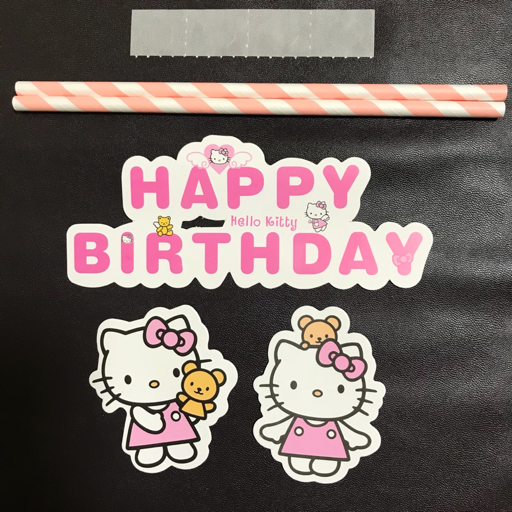 Hello Kitty Happy Birthday Cake Topper In Light Pink Cake Flag Banner Shopee Singapore