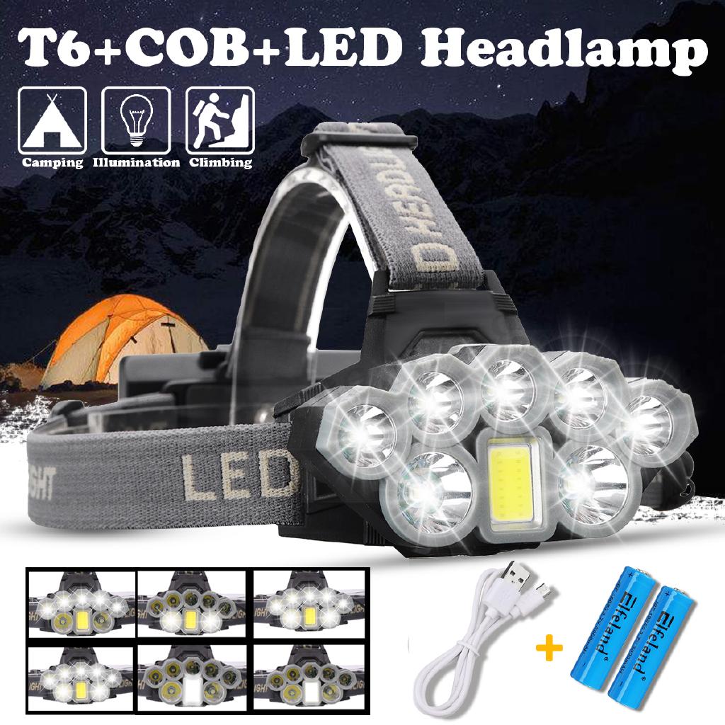 120000LM 9 T6 LED Headlamp USB Rechargeable 18650 Headlight Torch Lamp Headlamp