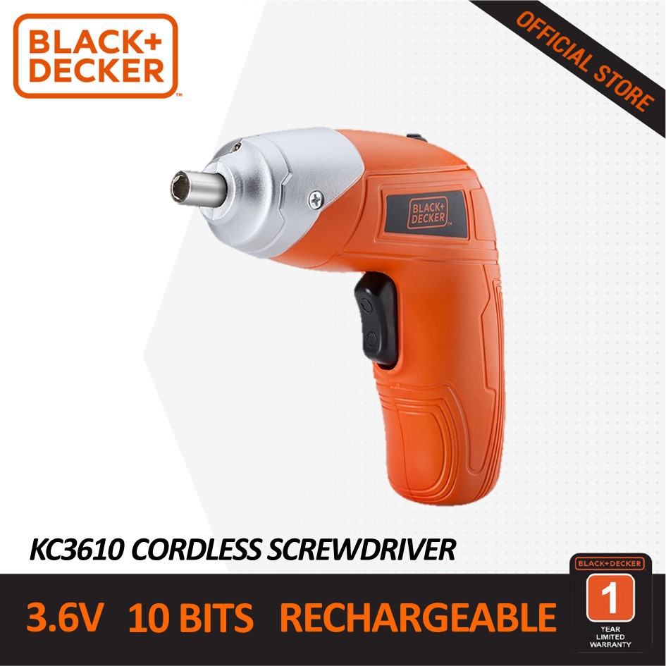 Black & Decker 3.6V KC3610 Nicad Screw Driver Set with 10 Bits Shopee