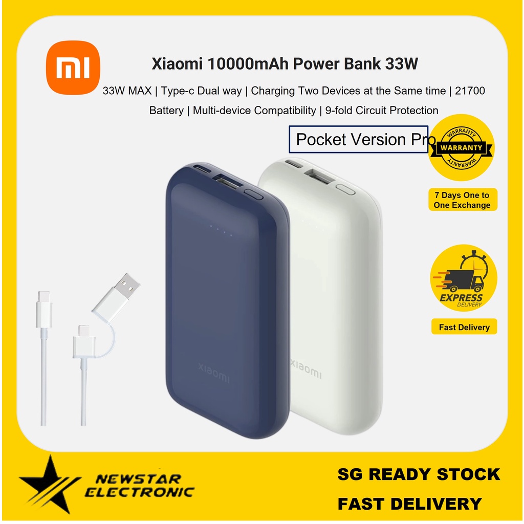 Xiaomi Power Bank 10000mAh 33W Pocket Version Pro Mini Powerbank ...