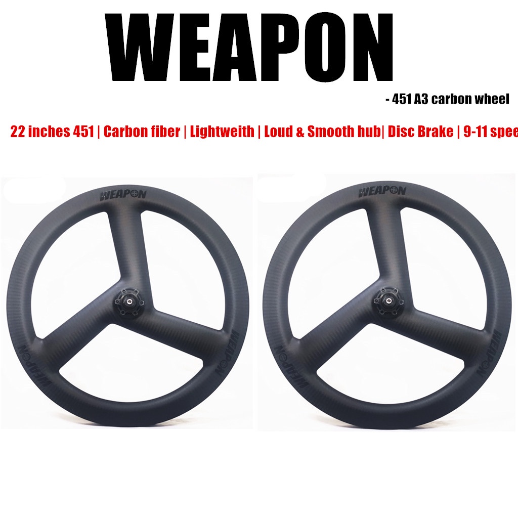 WEAPON carbon wheelset for folding bike mini velo bike 20/22 inches 451 / lightweight DT
