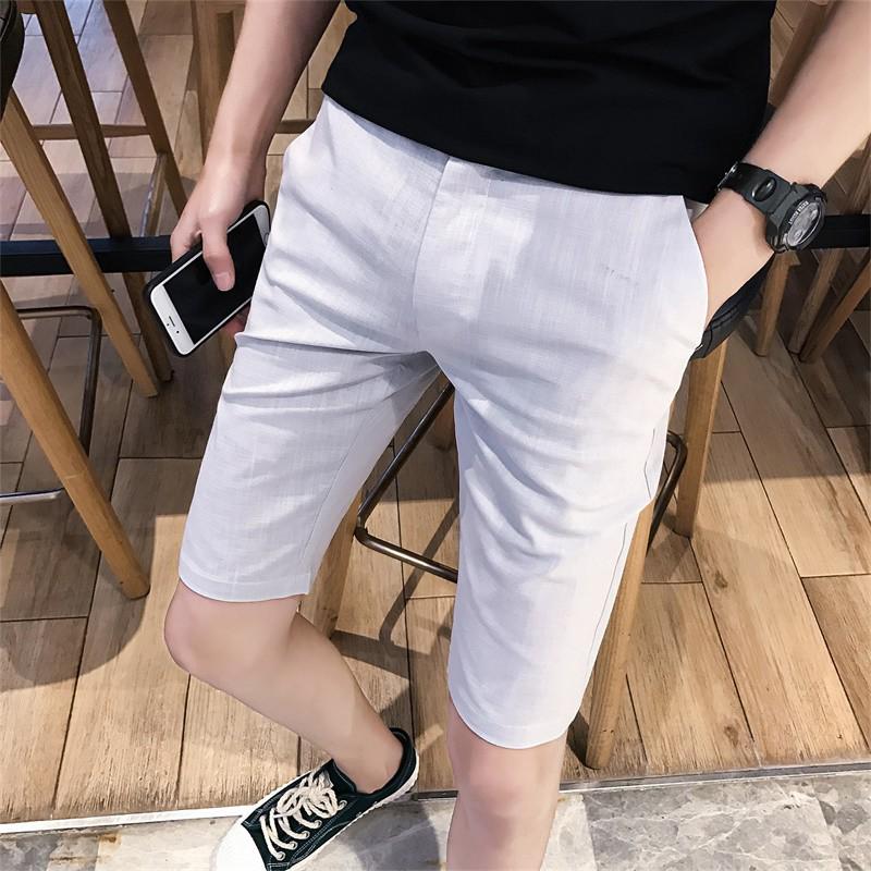 Korean Men Shorts Pants Fashion Casual Beach Pants Cotton Linen Leisure ...