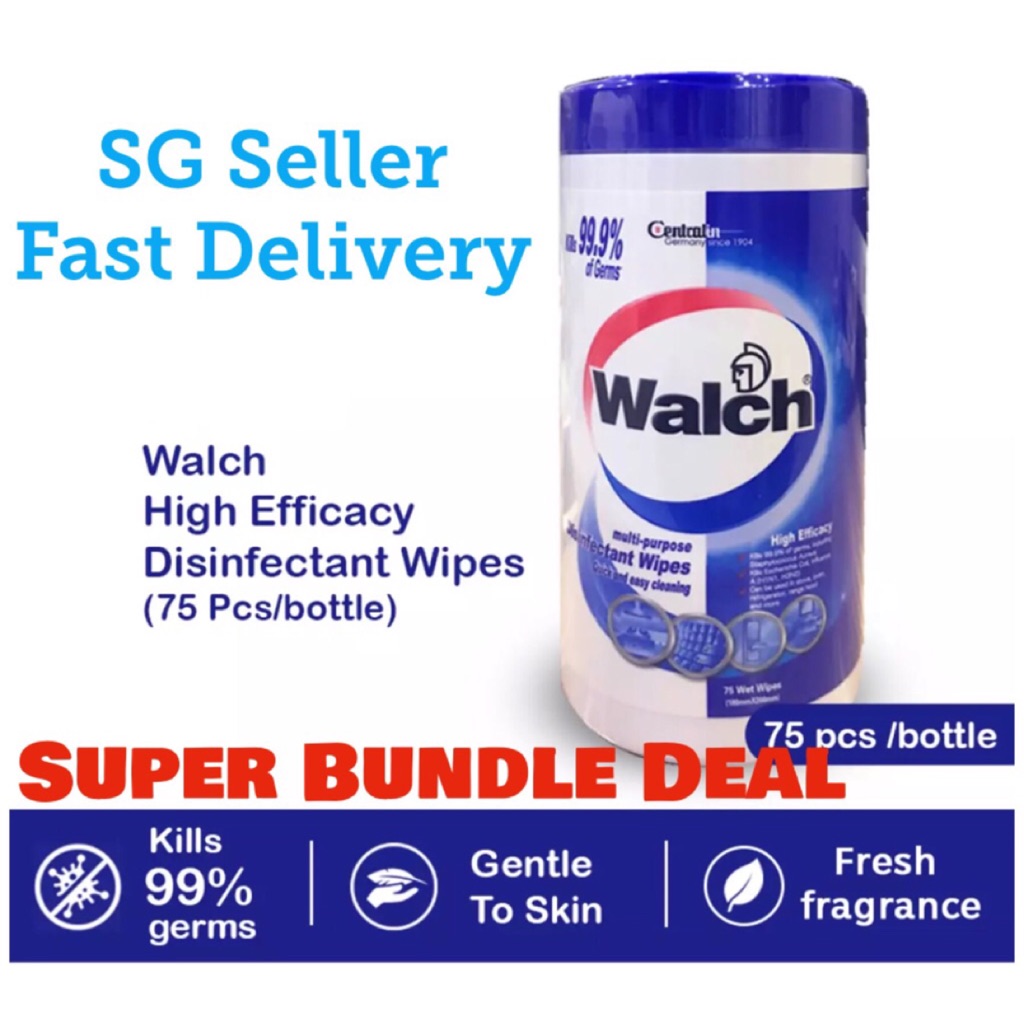 (SG READY STOCK) WALCH 75 pcs MultiPurpose Disinfectant Wet Wipes