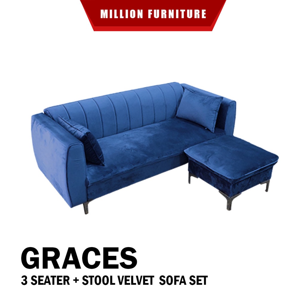 Blue Velvet Sofa Singapore Baci Living Room