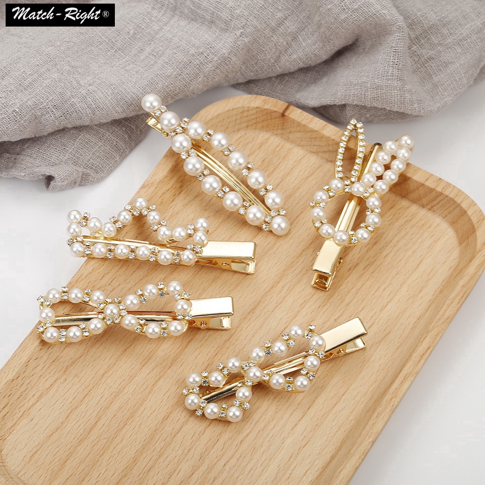 Hair Accessory Rhinestone Hair Clips Sweet Pearl Clip Side Clips [812
