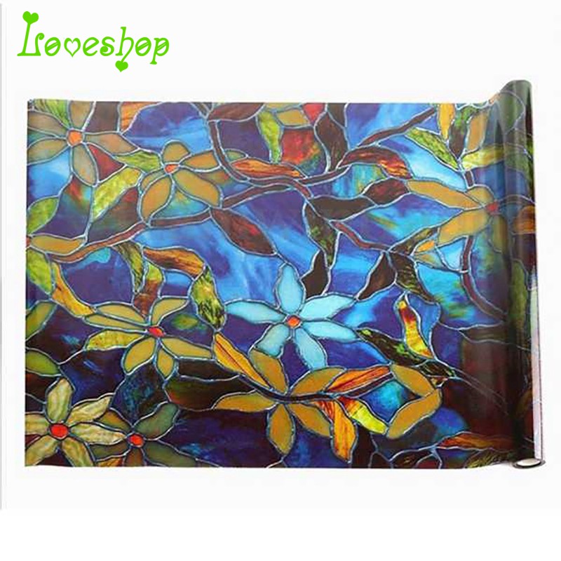 Window Sticker Static Cling Stained Glass Decorative Window Film