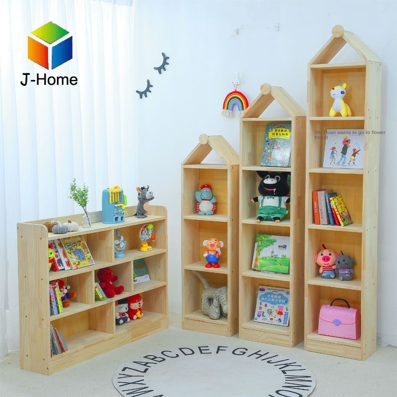 Simple Solid Wood Combination Floor, Small Wooden Childrens Bookcase