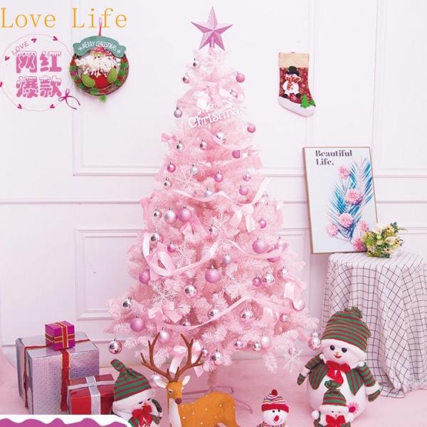 Artificial Christmas Tree Cherry blossom pink Christmas tree with Ornaments and Lights new 1.2m/1.5m/1.8m 1.8m