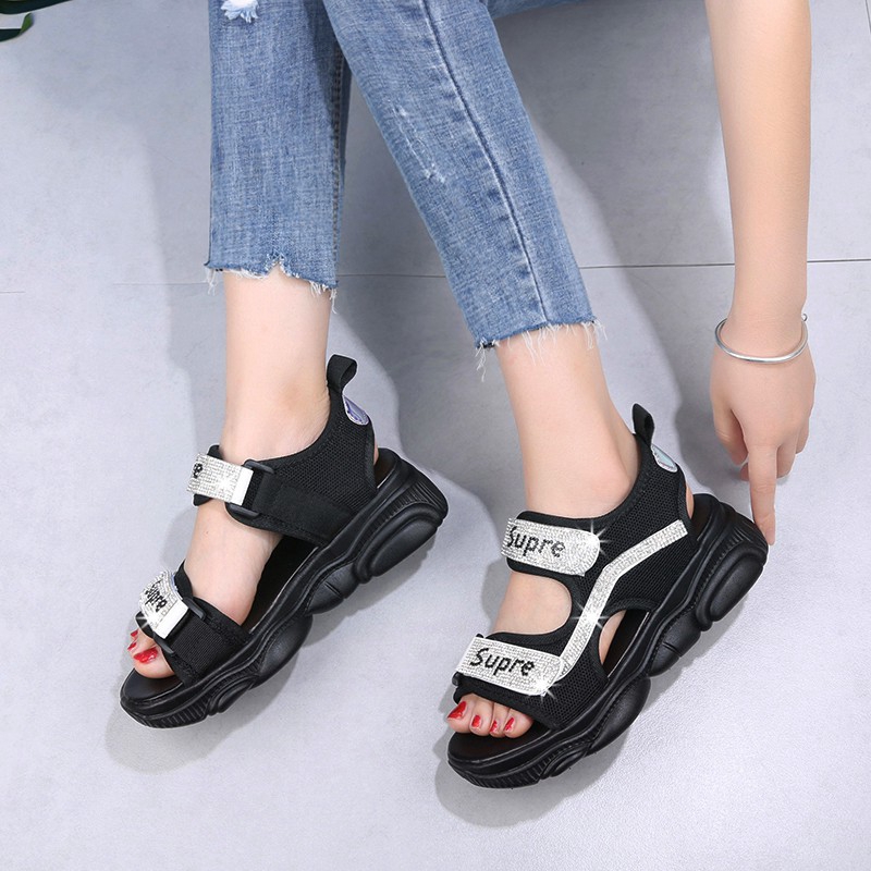 korean black sandals