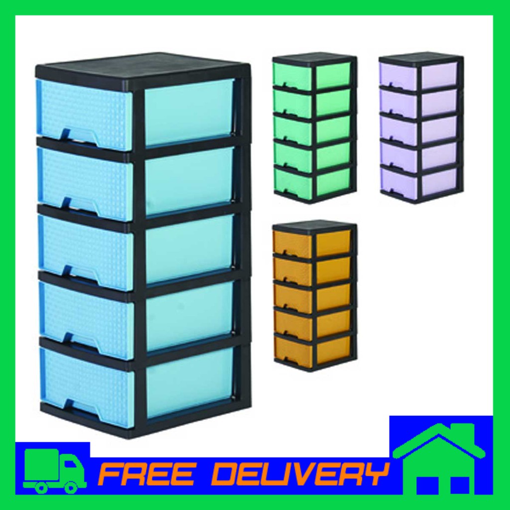 5 Tier Drawers Plastic Cabinet Plastic Drawer Storage 