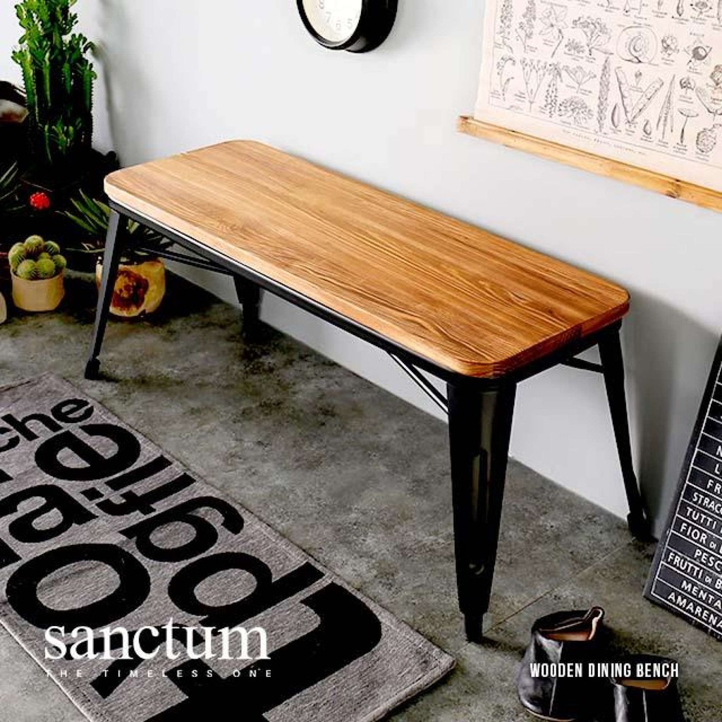 Sanctum Vintage Solid Wood Dining Bench Shopee Singapore