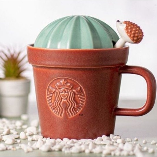 Starbucks Korea Cactus Pot Mug With Hedgehog Stirrer 10oz Shopee Singapore