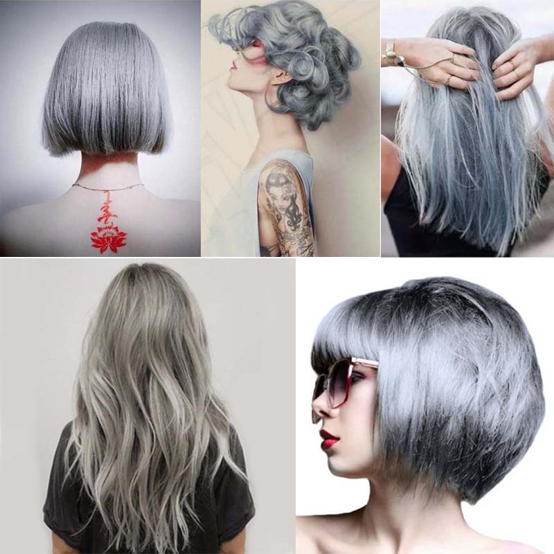 Smoky Gray Punk Style Light Grey Silver Permanent Hair Dye Color