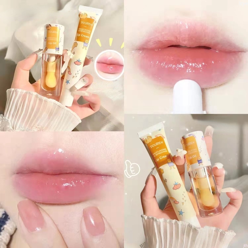 DOUREN Milk Frozen Lip Milk Honey Lip Oil Set Moisturizing Moisturizing ...