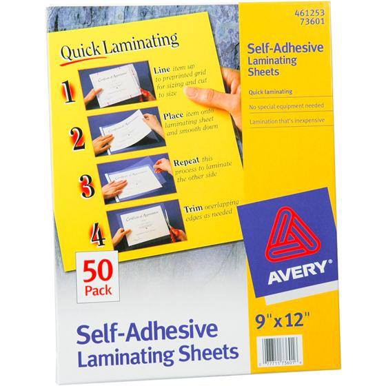 Avery Self-Adhesive Laminating Sheets, 9 x 12 Inches (no laminator ...