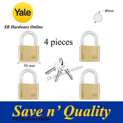 [ANTIRUST, ANTI CUT, KEY ALIKE] YALE YEI 50MM BRASS PADLOCK (4 PIECES) Shopee Singapore