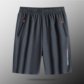 M-6XL summer new zipper five-point pants men's casual lightweight thin sports quick-drying shorts